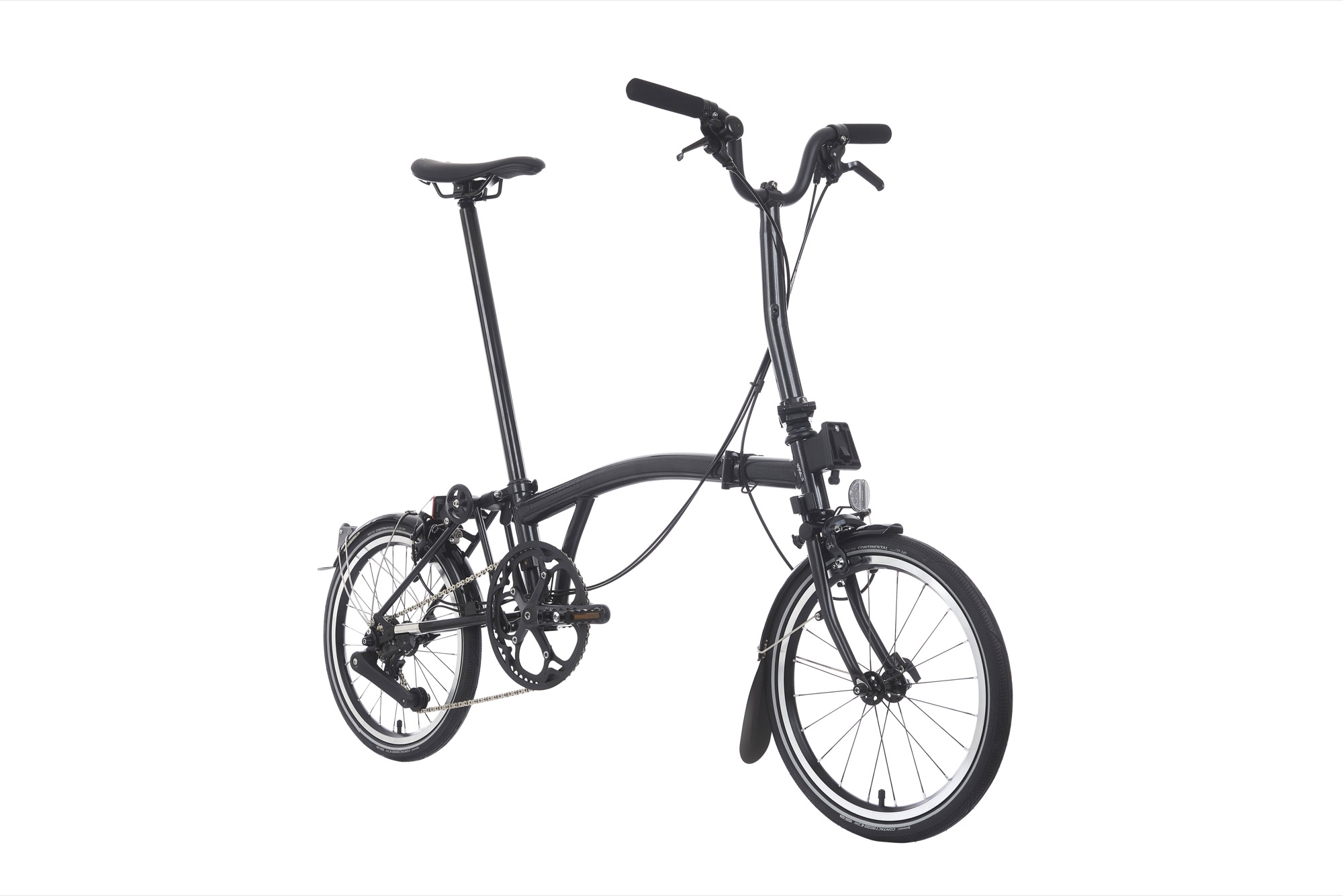Brompton P-Line 4 Faltrad  Midnight Black Metallic / Titanium Black Matt  Mid Handlebar, Teleskopsattelstütze