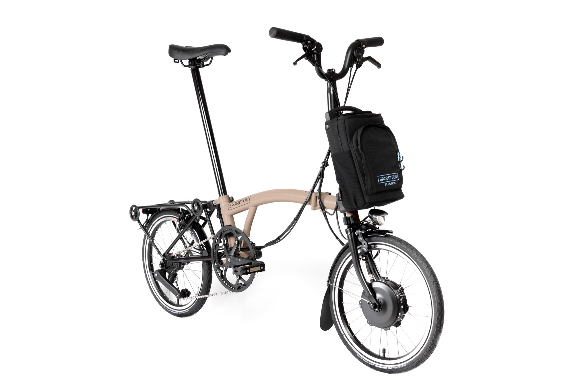 Brompton C-Line Electric Faltrad Dune Sand/ Black Mid Handlebar